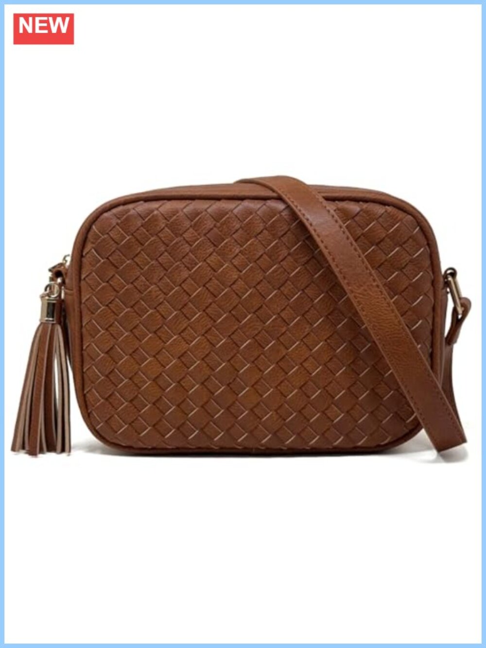 Woven Crossbody Bag Small Boho Purse Faux Leather Tassel Casual